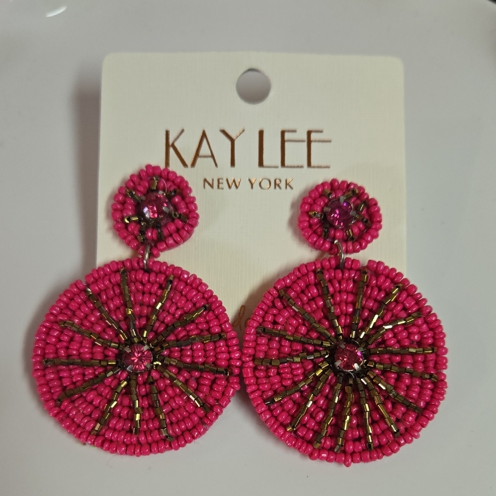 Kay Lee Pink Beaded Earrings